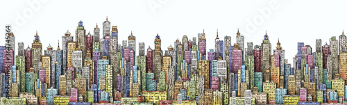 Modern City skyline. Illustration with architecture  skyscrapers  megapolis  buildings  downtown.