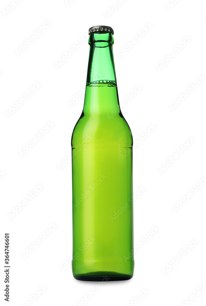 Green bottle of beer isolated on white Green bottle of beer isolated on white