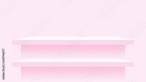 wood plank shelf on wall pink pastel soft color, modern shelf for display show on space wall room, cute and chic counter desk panel for decoration, empty table top panel pink, background copy space