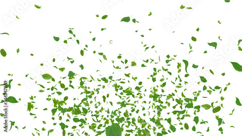 Green Flying leaves leaf 3D illustration background