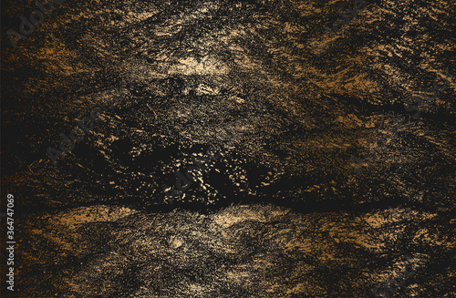 Distress grunge vector texture of golden wicker rope. Black and white background.