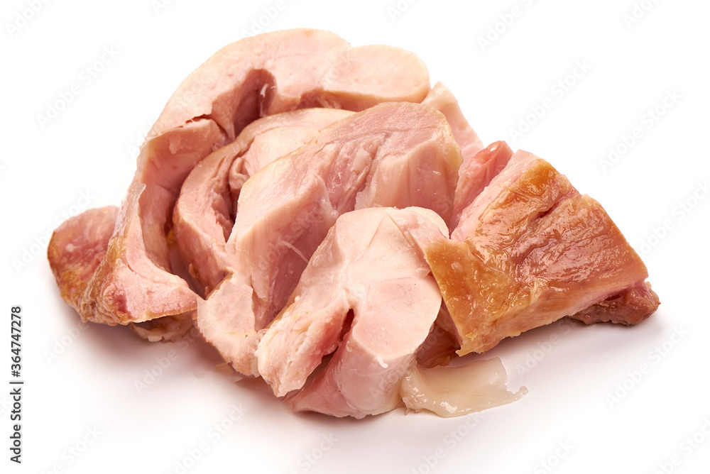 Smoked chicken meat, isolated on white background
