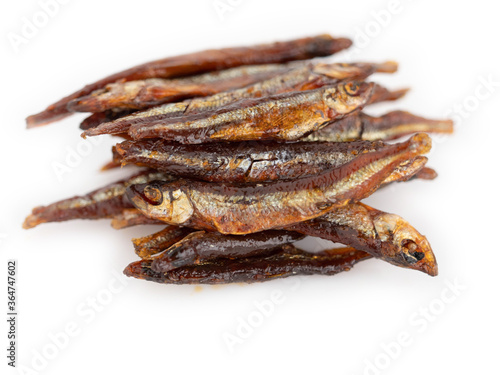 dried fish on a white background