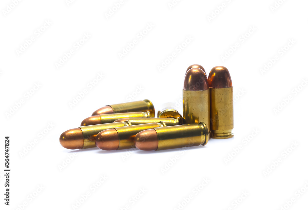 cartridges of .45 ACP pistols ammo isolated cartridges of .45 ACP pistols ammo isolated
