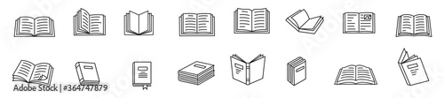 Set line icons book, logo isolated on white background, vector illustration