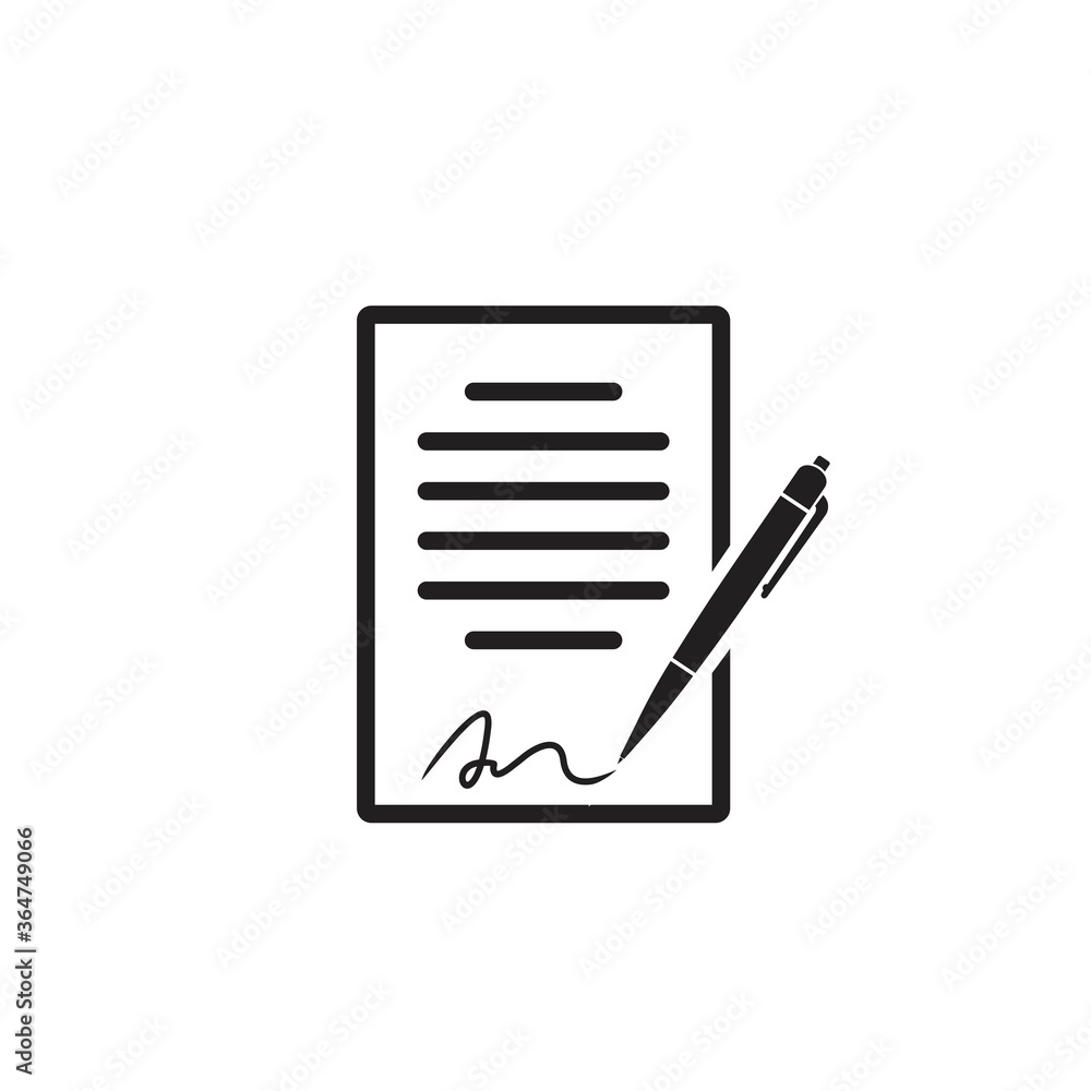 contract icon. Pen signing a contract, Agreement and signature, vector illustration contract icon. Pen signing a contract, Agreement and signature, vector illustration