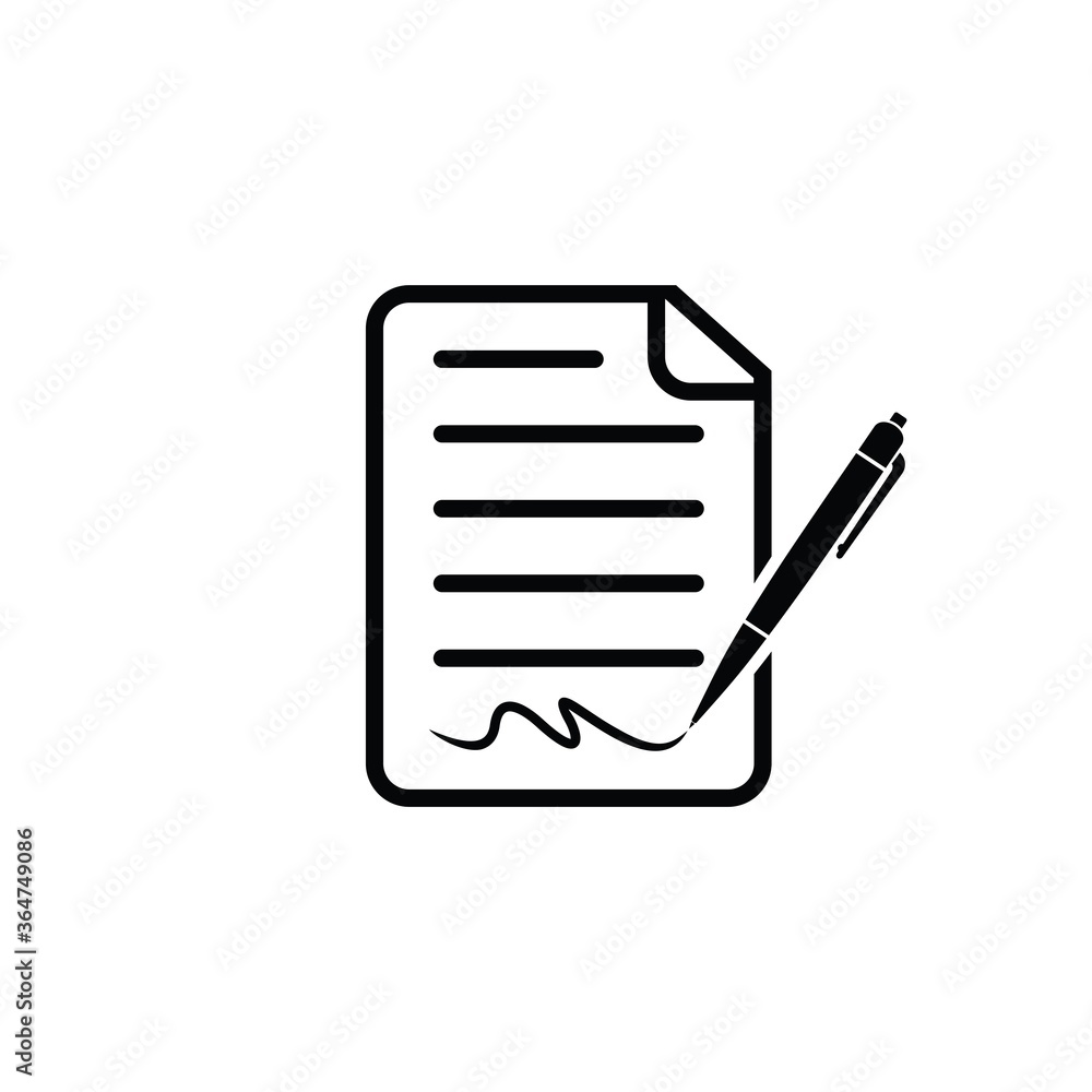 contract icon. Pen signing a contract, Agreement and signature, vector illustration contract icon. Pen signing a contract, Agreement and signature, vector illustration