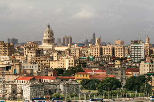 city scape of the old town of havana with grey sky and no people © Michael