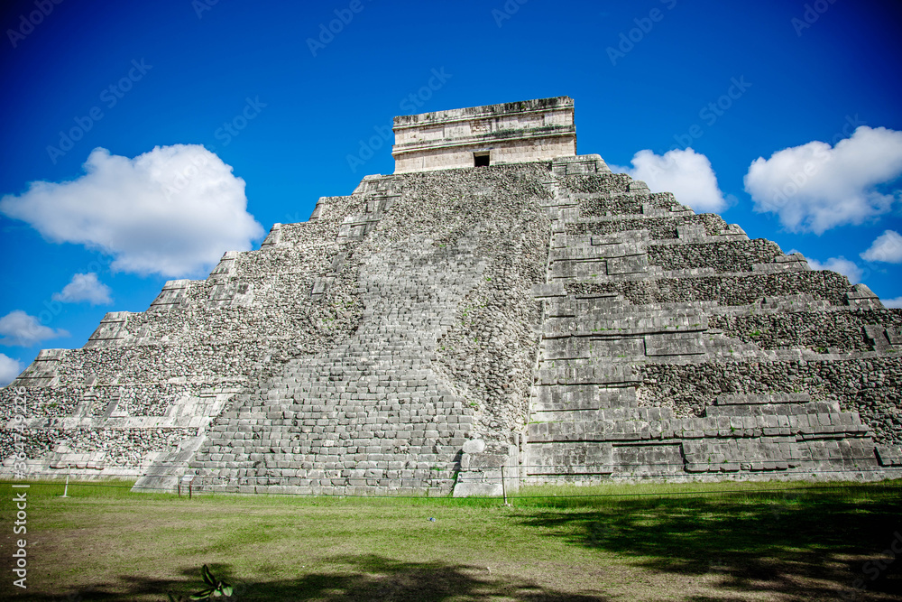 the stairs of chichen itza temple. Mexico