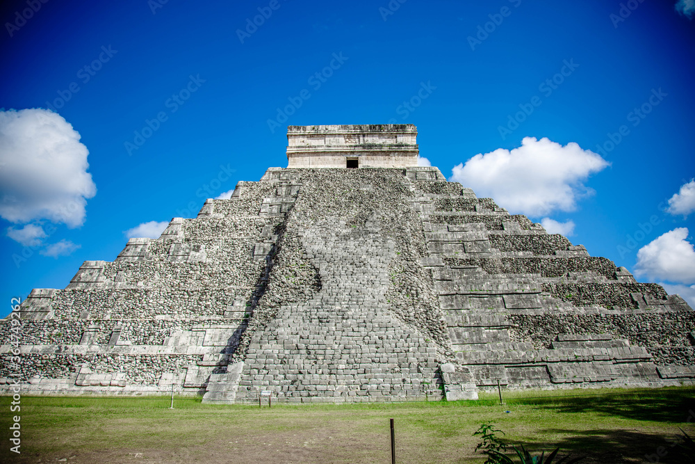 the stairs of chichen itza temple. Mexico