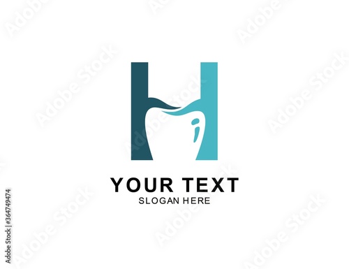 letter H or dental  logo design template for clinic