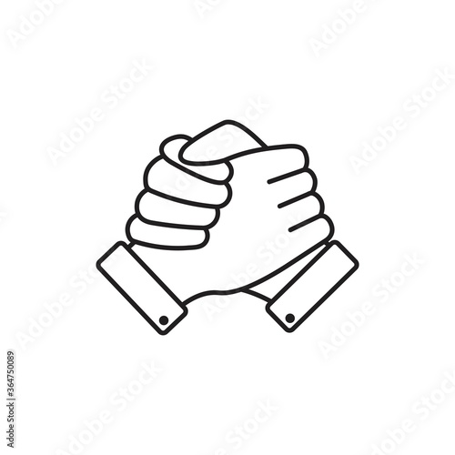 Soul brother handshake icon line, thumb clasp handshake vector illustration