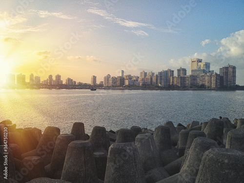 mumbai skyline at sunset