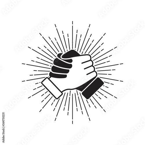 Soul brother handshake icon line, thumb clasp handshake vector illustration