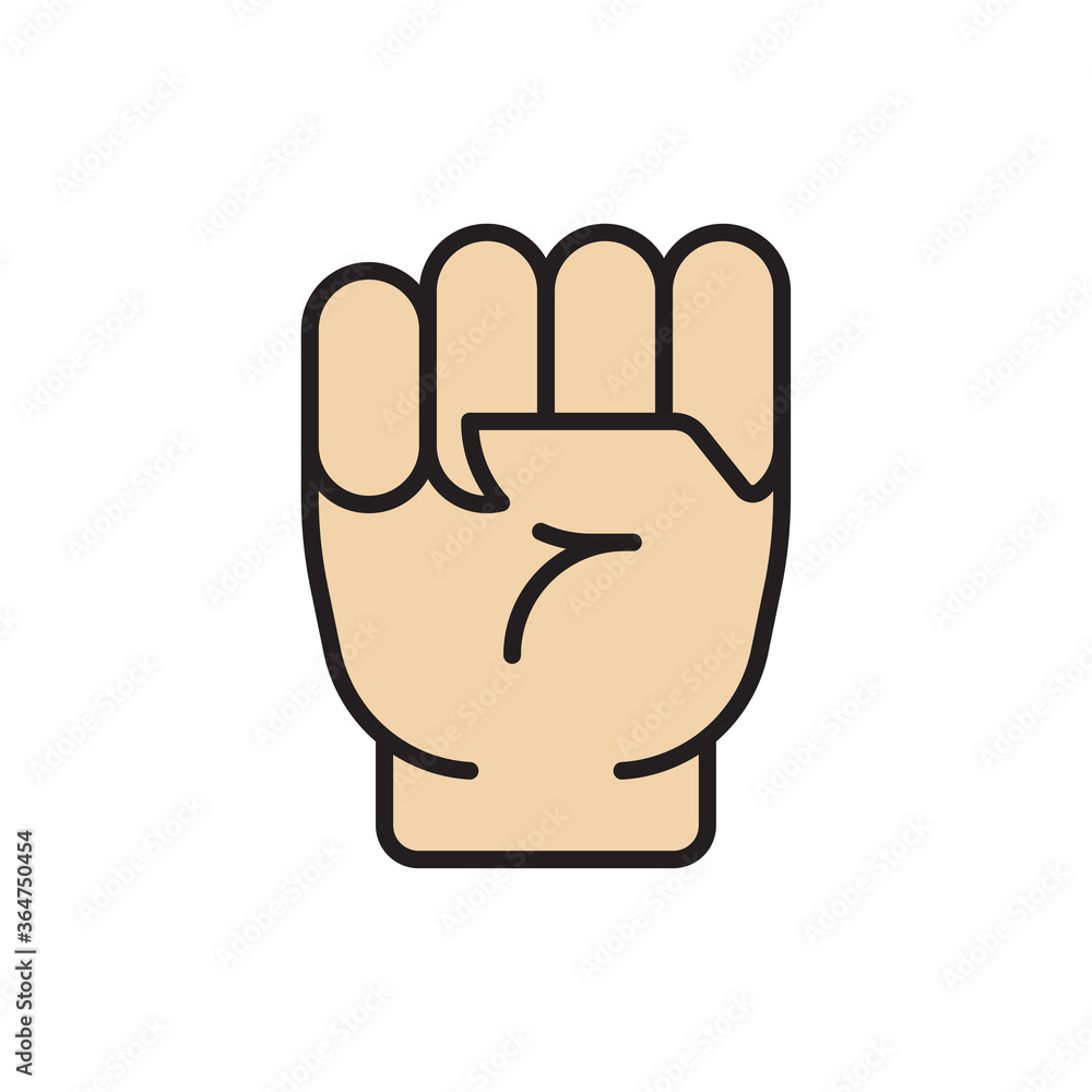 Fist hand up gesture vector icon symbol isolated on white background Fist hand up gesture vector icon symbol isolated on white background