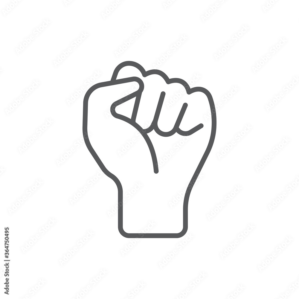Obraz premium Fist hand up gesture vector icon symbol isolated on white background
