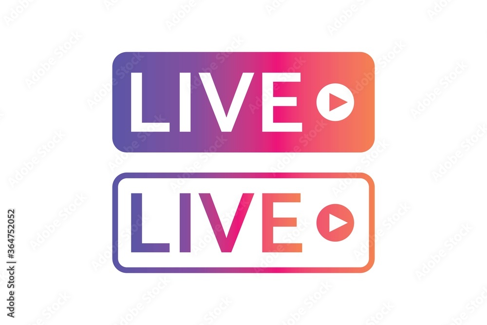 live broadcast icon . video broadcasting and live streaming icon. live Button symbols for social media instagram, vector illustration live broadcast icon . video broadcasting and live streaming icon. live Button symbols for social media instagram, vector illustration