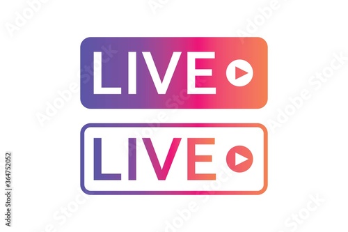 live broadcast icon . video broadcasting and live streaming icon. live Button symbols for social media instagram, vector illustration