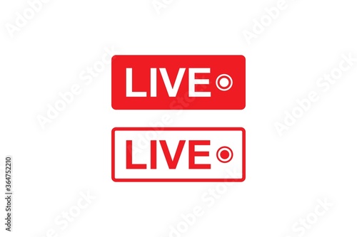  live broadcast icon . video broadcasting and live streaming icon. red Button symbols for TV, news, movies, shows, vector illustration