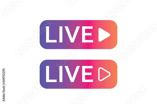 live broadcast icon . video broadcasting and live streaming icon. live Button symbols for social media instagram, vector illustration