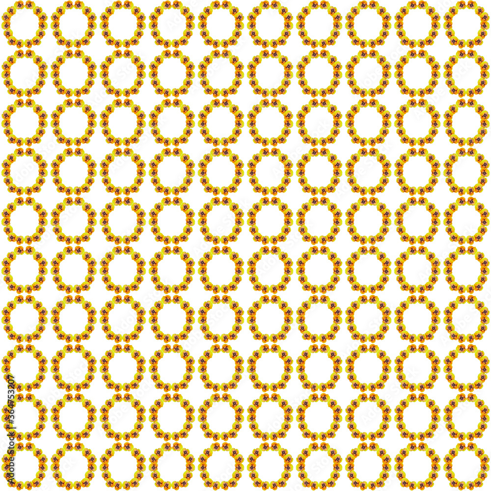 Oval frame of yellow flowers. Seamless pattern of yellow flowers.