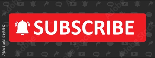 Subscribe red button, button with hand cursor and bell. subscribe Social media concept, subscribe to youtube channel, Vector icon illustration.
