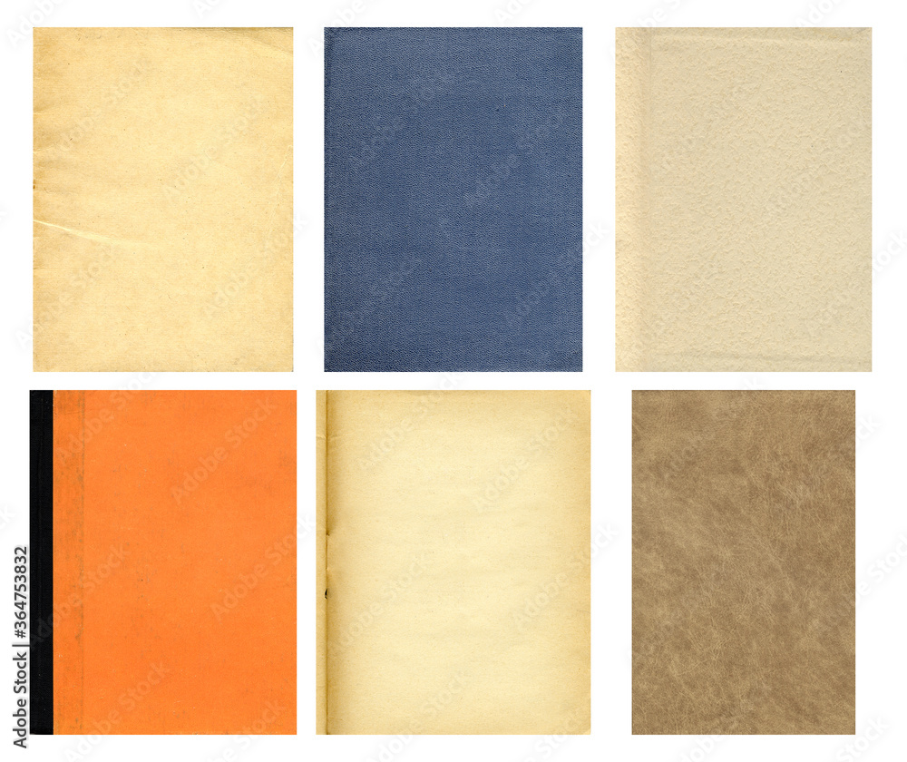 Fototapeta premium Old paper textures set. Blank old pages with rough faded surface. Perfect for background and vintage style design. Empty place for text.