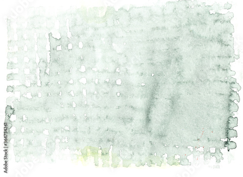 Dark green watercolor checkered drawing isolated on a white background. Horizontal abstract raster illustration.