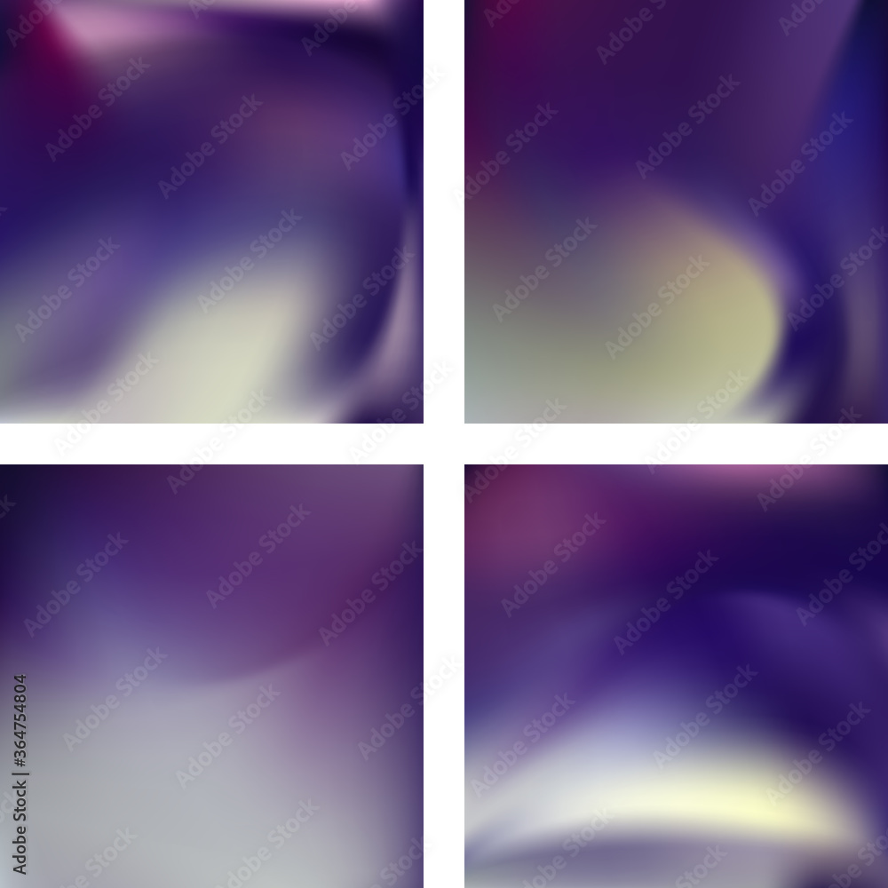 Fototapeta premium Set with abstract blurred backgrounds. Vector illustration. Modern geometrical backdrop. Abstract template. Blue, gray colors.