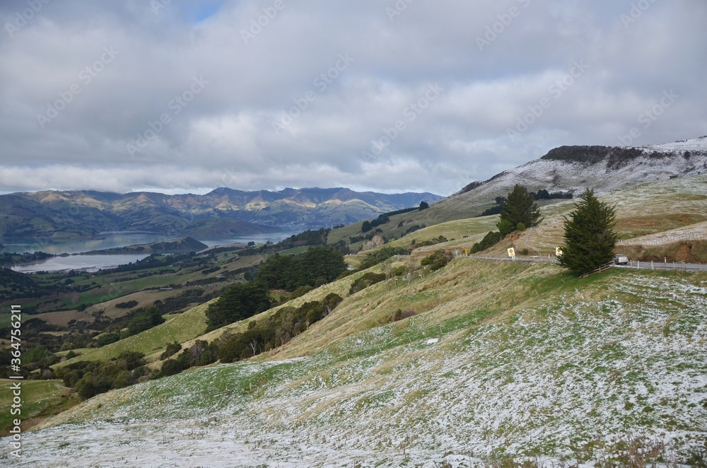 On the way to the most French town in New Zealand, Akaroa during winter time.