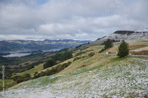 On the way to the most French town in New Zealand, Akaroa during winter time. © peacefoo