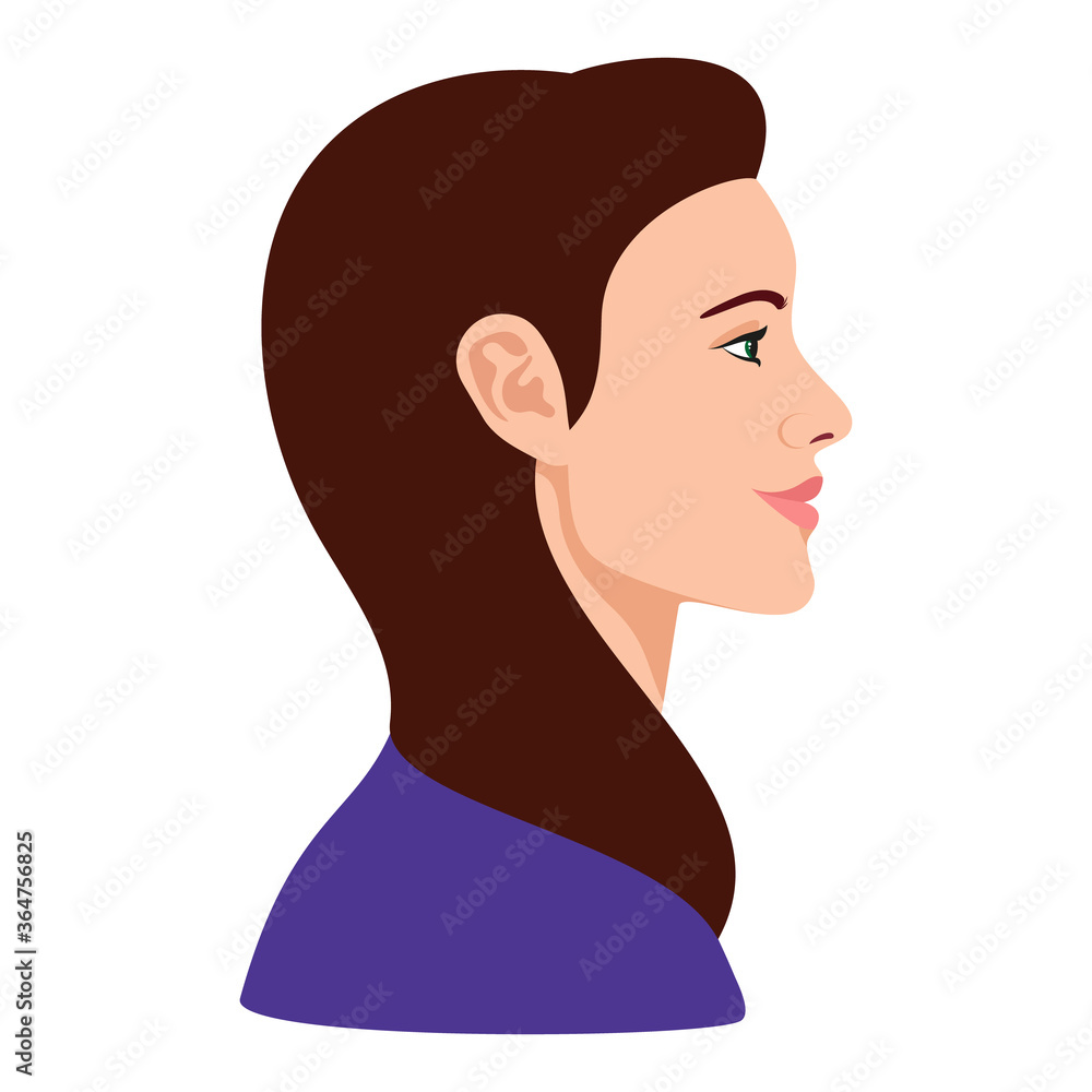Beautiful young woman profile avatar. 