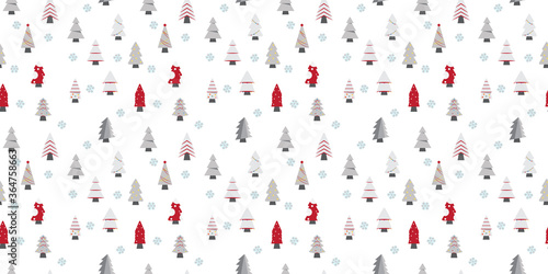 Merry christmas seamless pattern. Christmas-tree on white background.
