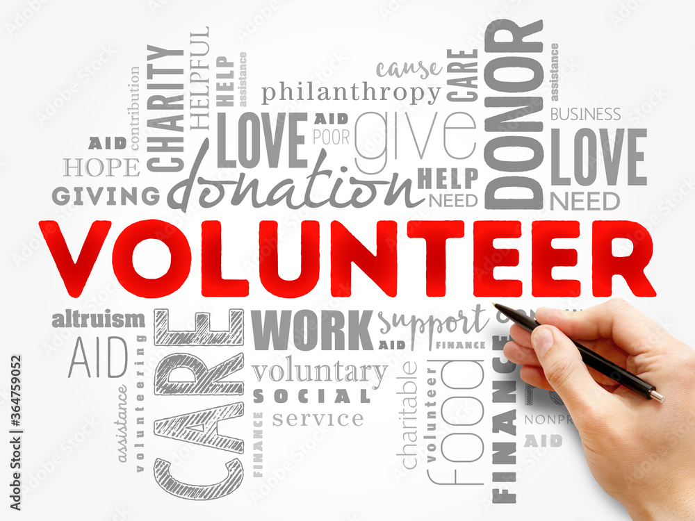 Volunteer word cloud collage, social concept background Volunteer word cloud collage, social concept background