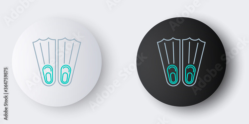 Line Rubber flippers for swimming icon isolated on grey background. Diving equipment. Extreme sport. Sport equipment. Colorful outline concept. Vector.