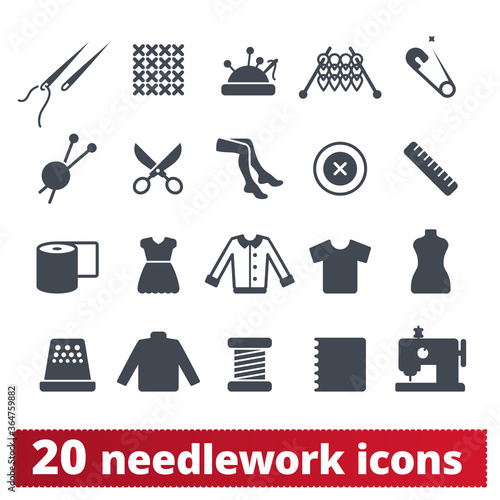 Obraz na plátně Needlework, sewing and knitting icons