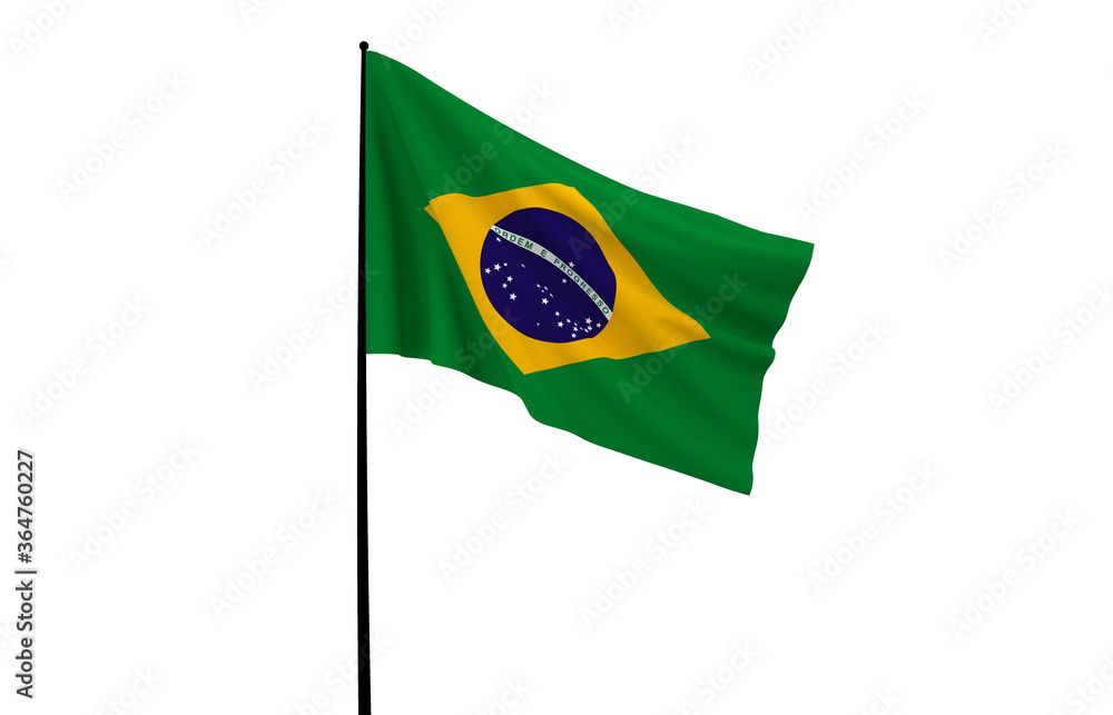 Fototapeta premium Brazil Flag, Floating Fabric Flag, Brazil, 3D Render