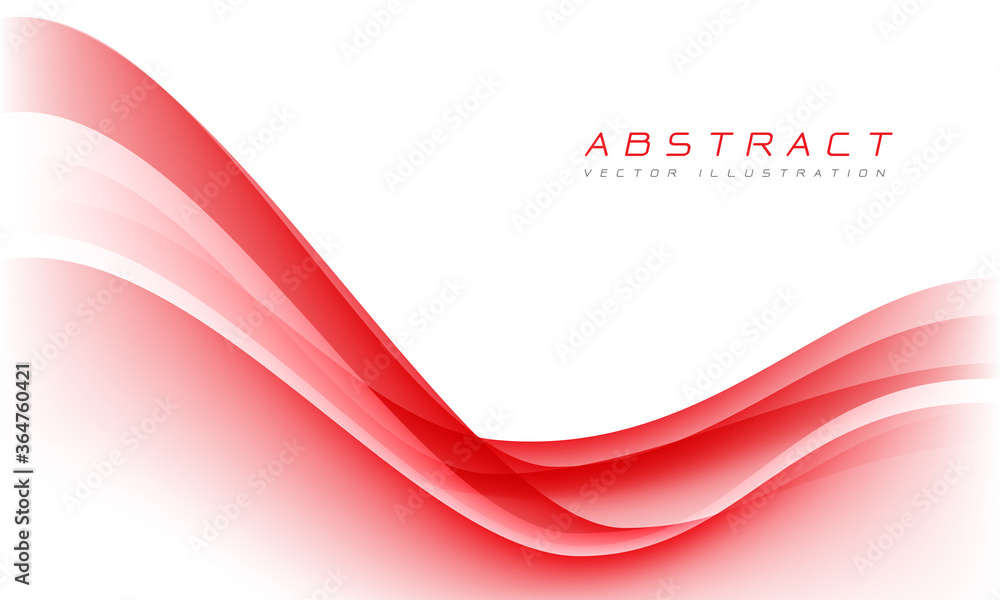 Abstract red wave curve on white blank space luxury design modern