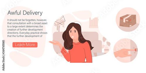 Bad delivery services dissatisfied customer vector illustration cartoon flat design modern style 