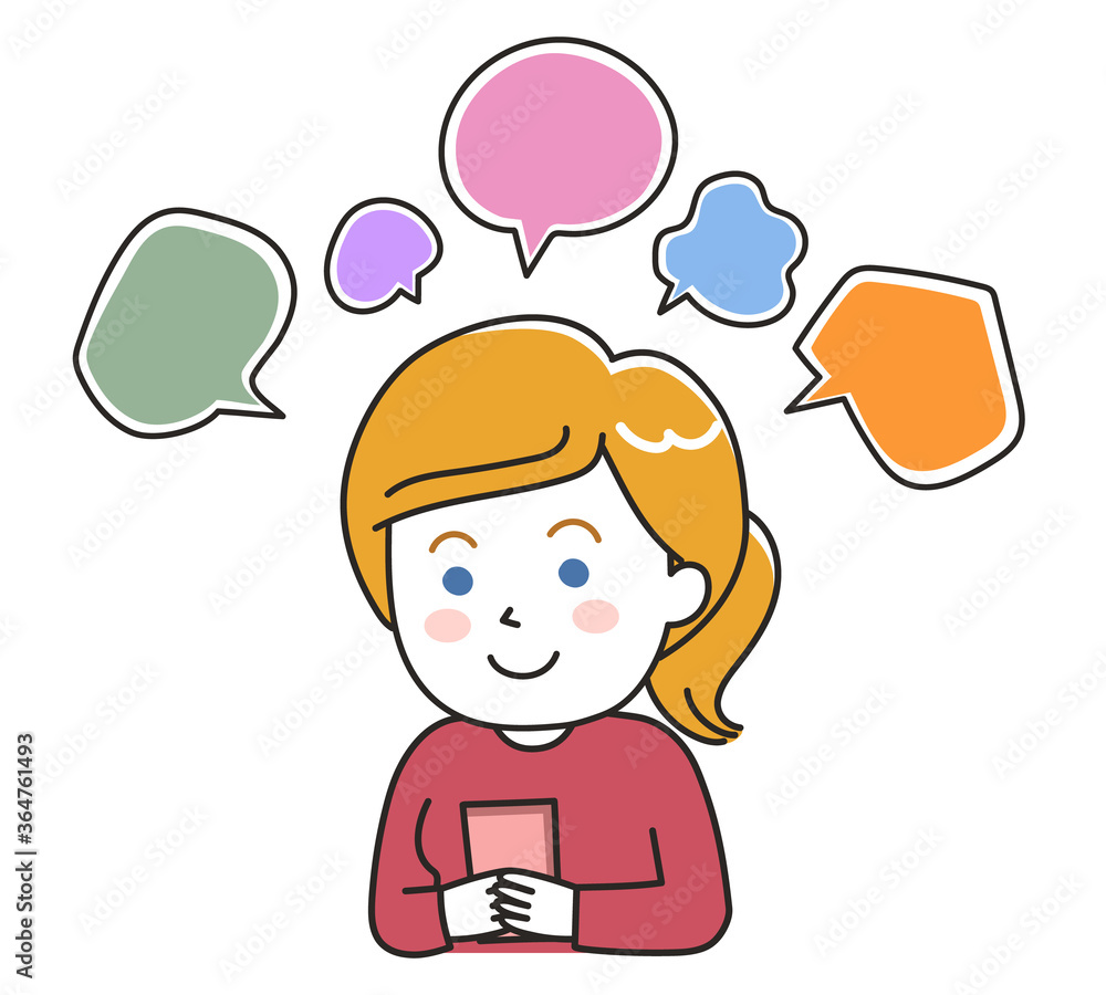 Woman having a rage for posting on social media. Vector illustration ...