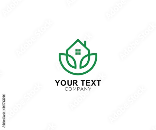 leaf and house symbol Logo design inspiration