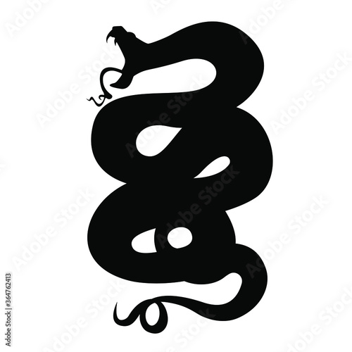 snake silhouette on a white background, vector flat illustration