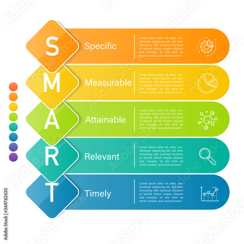 Infographic design template with SMART concept. can be used for presentation, banner, graphic and diagram.Infographic business with 5 option, parts, step for process. Abstract template.