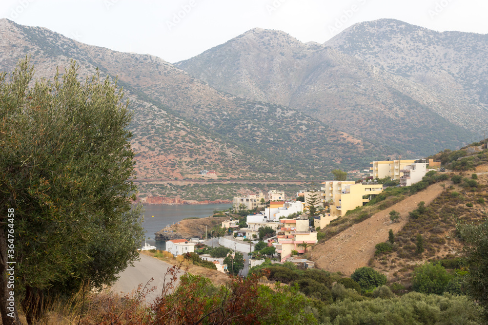 View of the village of Bali among the mountains on the North shore of the island of Crete