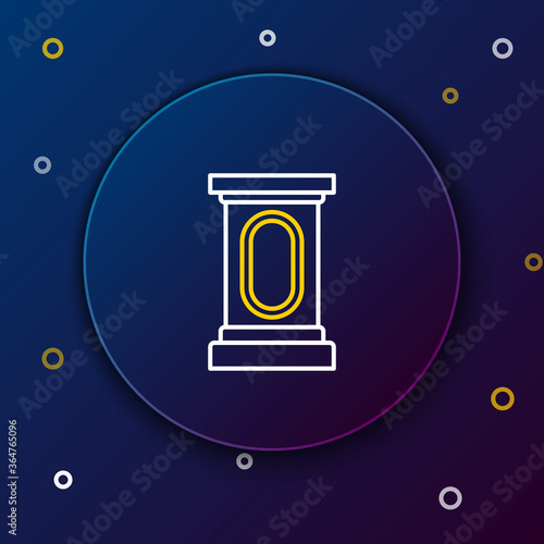 Line Stage stand or debate podium rostrum icon isolated on blue background. Conference speech tribune. Colorful outline concept. Vector.