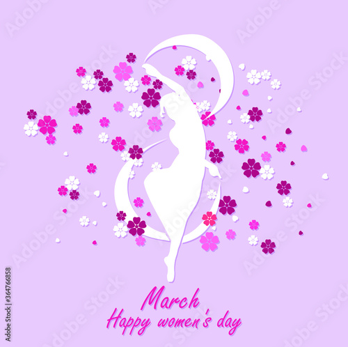International Women's Day. Template greeting card, poster. Happy Women's Day lettering image. 