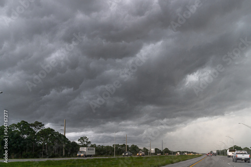 storm clouds over the road