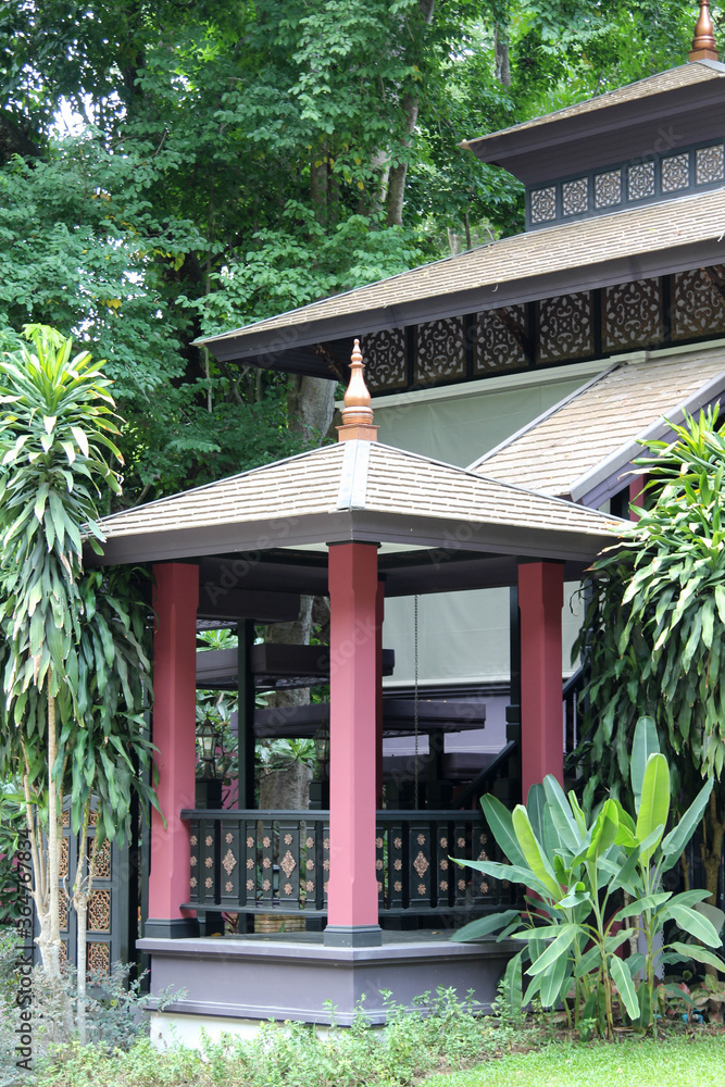 The old style pavillion in the park.