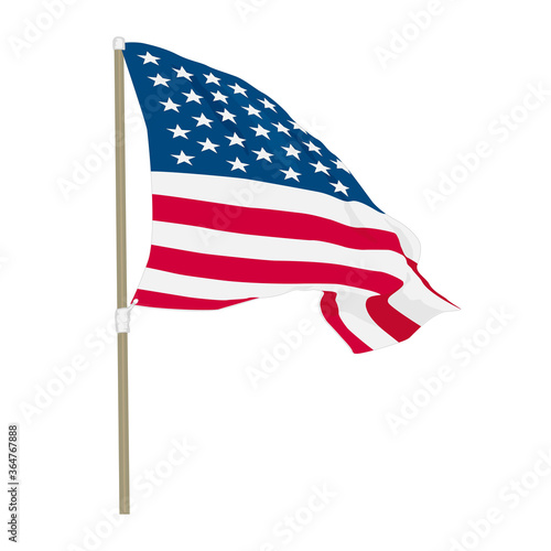 USA flag waving on the wind, Vector Illustration