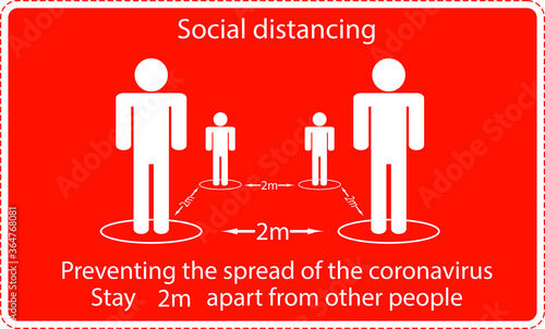 Icon people concept Social Distancing stay 2m apart from other people, the practices put in place to enforce social distancing, vector illustration